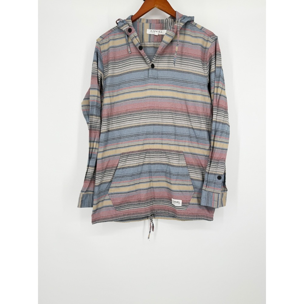Ezekiel Mens Pangea Henley Hoodie Large Beach Surf Baja Causal Coastal Western